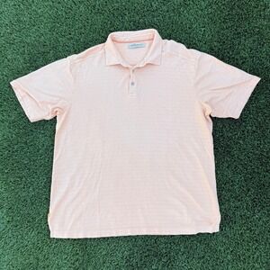 Tommy‎ Bahama Mens XL Peach Textured Rib Short Sleeve Polo Shirt 58628